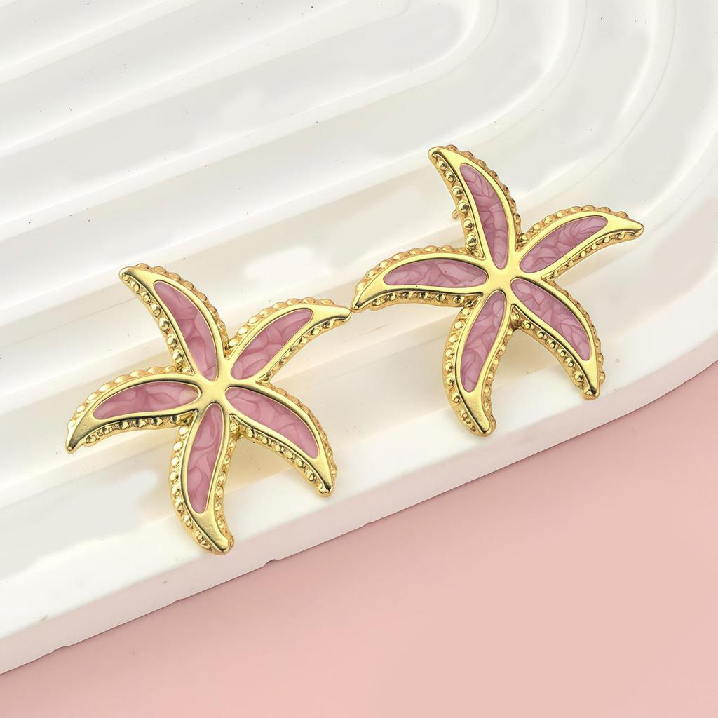 New Fashion Stainless Steel Starfish Drip Oil Earrings for Women - Light Luxury Versatile Ear Jewelry