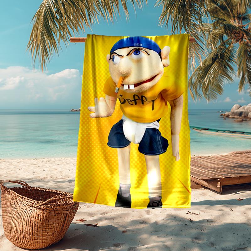 Ultra-Soft Beach Towel with Jeffy Theme,Ideal for Pool - Camping, Diving - Perfect Travel Essential, Vibrant Beach Towel.