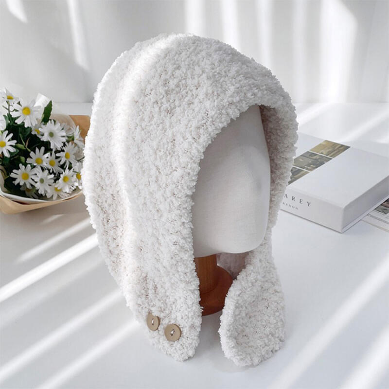 Ikmire Balaclava Neck Warmer Boucle Warm Hat for Women brown