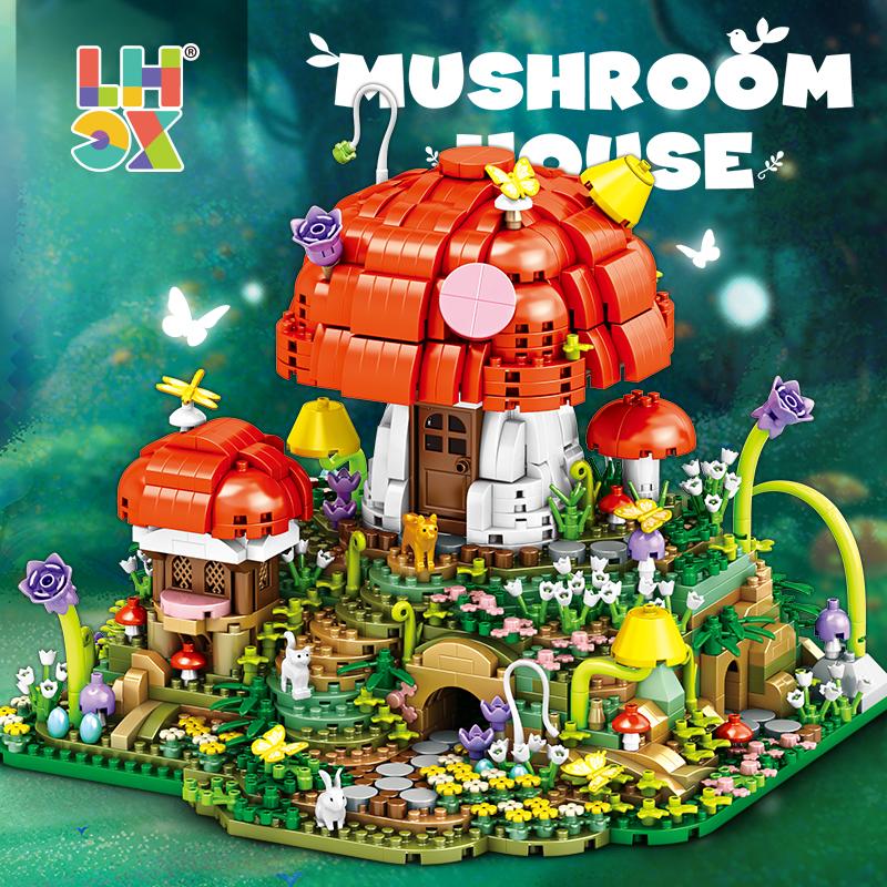 First-Class Forest Mushroom First-Class Cottage High-Standard Construction-Set High-Standard Assembly-Bricks Collection Kit High-Standard Creative