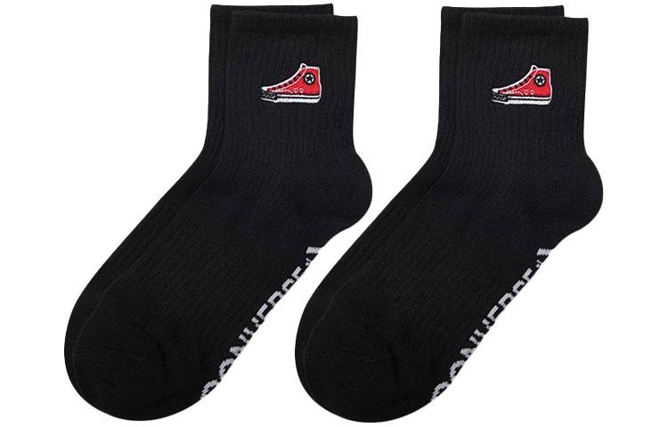 Converse Ambrodery Chuck Crew Socks Unisex 1 Set 2 Pack Black 10023583-A01 M