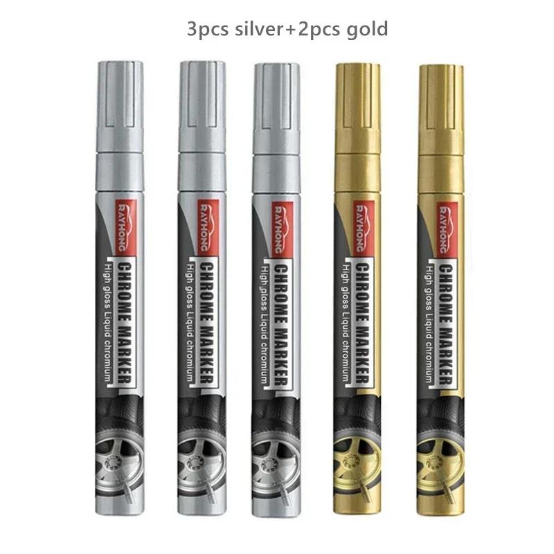 Chrome Marker Pen Car DIY Oily Paint Metallic Tyre Wheel Graffiti Tread Environmental Highlights Silver White Craftwork Amagi Touchup Paint2