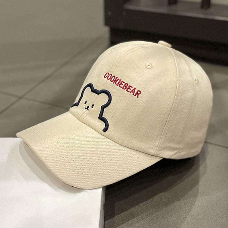 Bear-themed duckbill cap, Korean style fashion baseball hat for men, spring and autumn soft top trendy brand, winter outdoor casual sunshade