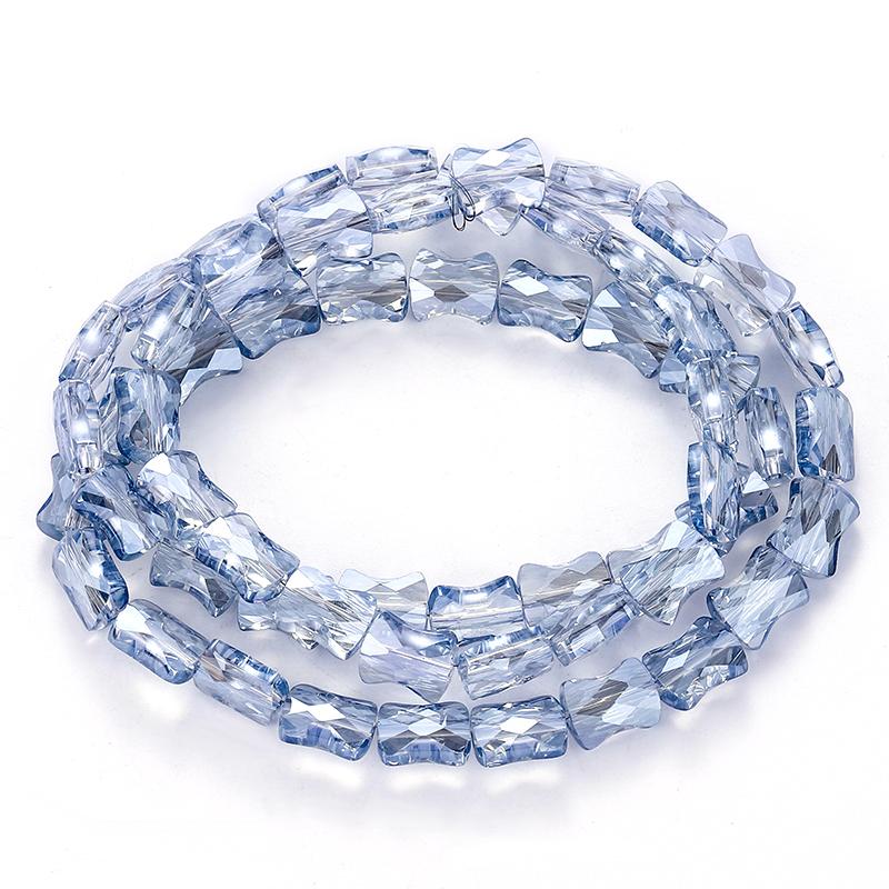 Bamboo Glass Beads AB Color Faceted Flat Curved Waist Column Crystal Loose Spacer Bead for DIY Crafts Earring Bracelet Jewelry