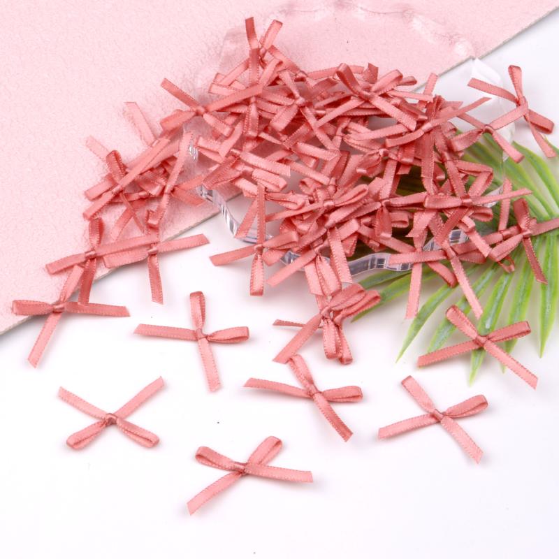 100pc 3cm Mini Ribbon Bows Flower for Sewing Appliques Crafts Decoration Hair Accessories Wedding Gift Box Ornament Supplies