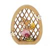 Wooden Easter Rabbit Eggs Ornaments Bunny Hollow Carving Flowers Craft Wood Chick For Easter Eggs Desktop Decoration Gift