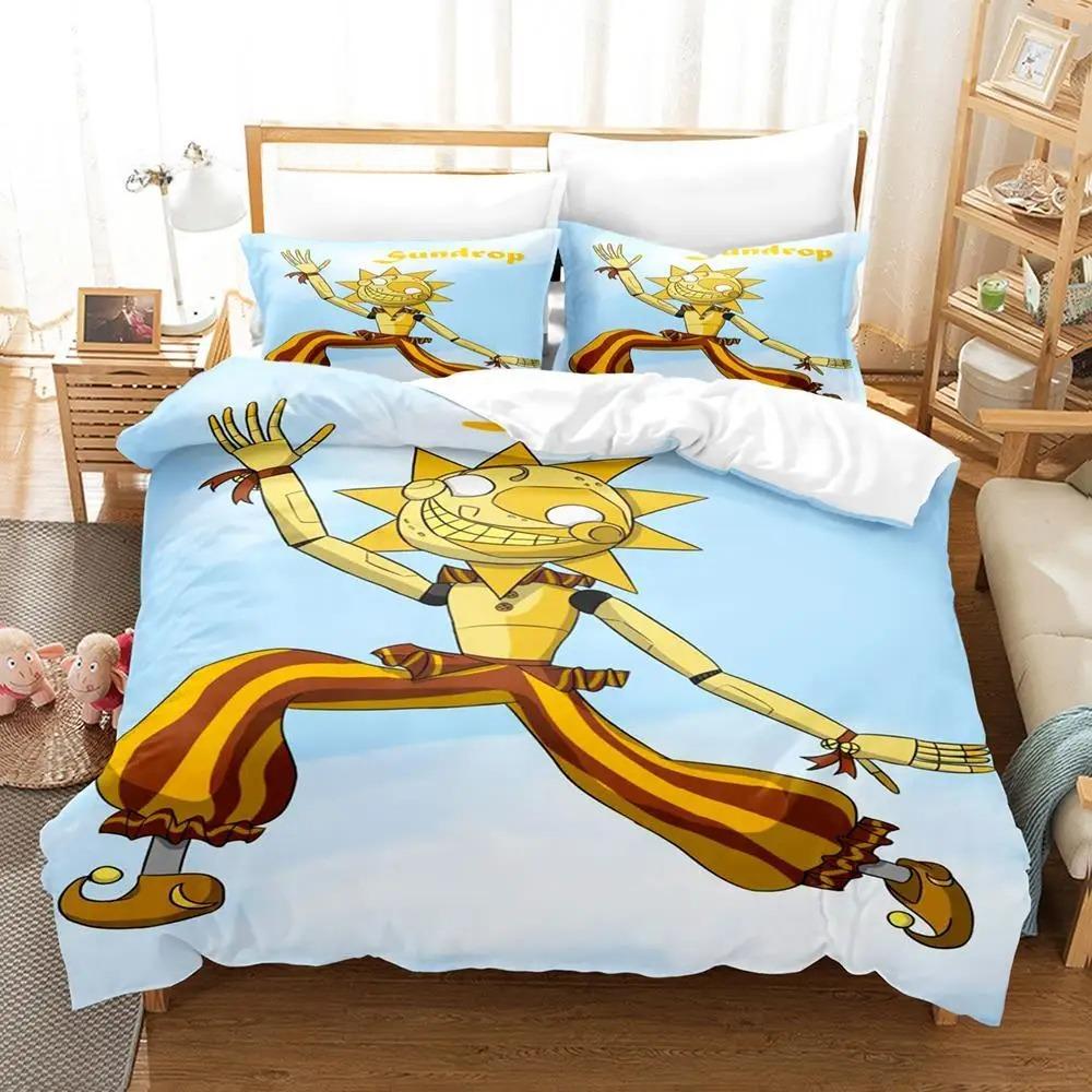 

Comforter Sundrop Fnaf Bedding Set Single Twin Full Queen King Size Bed Set Aldult Boy Bedroom s 3D Print Game Bed Comforter (quilt)-EU Single(135*200cm)3pcs