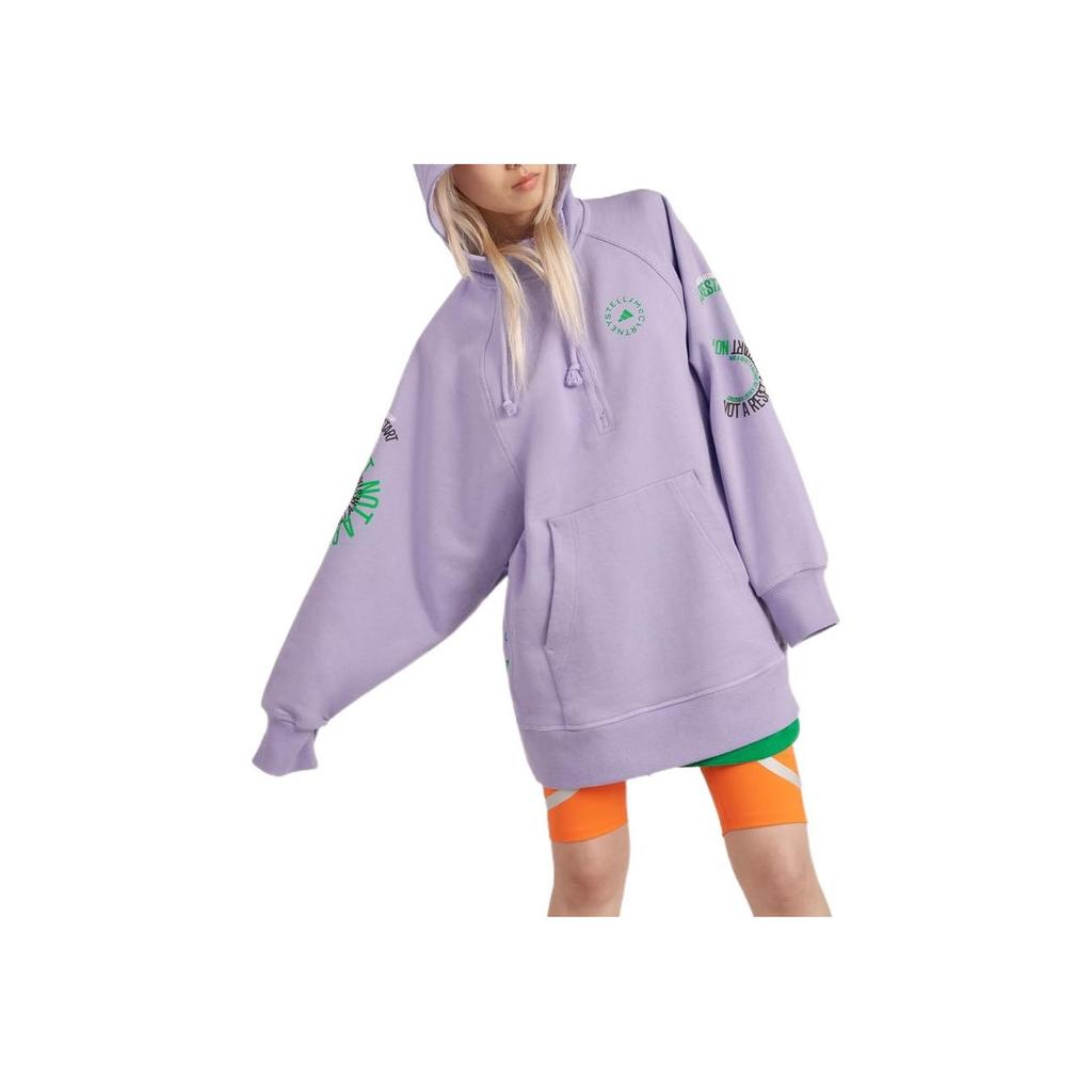 adidas FW22 Logo Solid Color Hoodie With Drawstring And Zipper Women Tops Purple IB5900