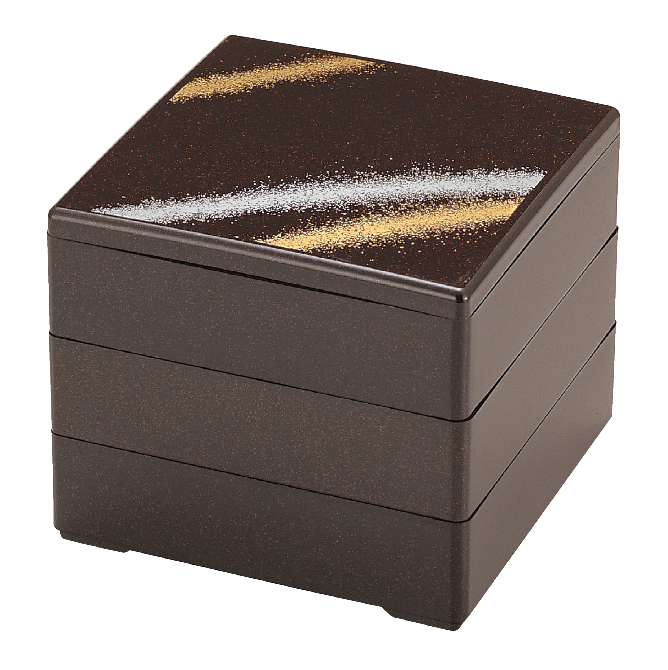 Вакаидзуми Джубако Коричневый Жемчуг Галактика 3 Лакированная шкатулка, 6,5-дюймовая коробка, (Черный интерьер), Ярусы, H-154-4A