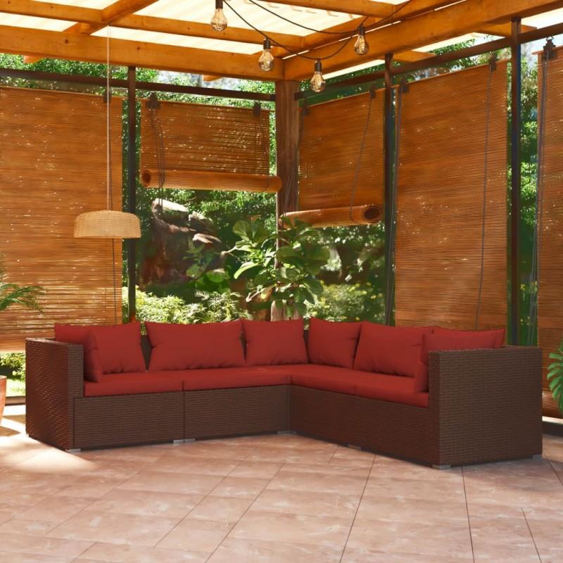 Day and Night - Day and Night 5-piece Garden Sofa Set and Brown Synthetic Rattan Cushions