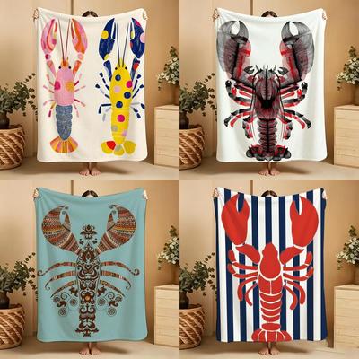 Couverture Douce et Chaude Motif Homard Anime pour Chambre à Coucher Salon Lit Voyage Camping Pique-nique Cadeau
