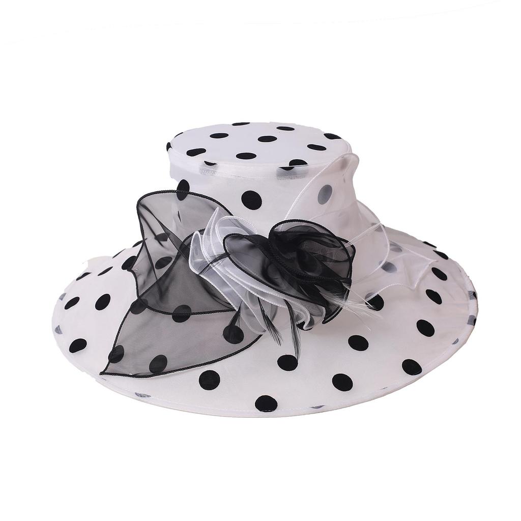 Women Church Hats Wide Brim Sun Derby Hat Organza Fascinators Kentucky Hats for Women Tea Party Wedding Hat