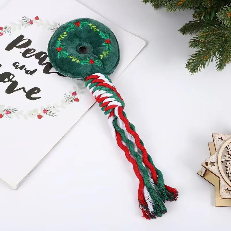 Pet Santa Gift Toys Dog Grinding Teeth Cleansing Bite Resistant Plush Toys Christmas Snowman Dog Toys Plush Bite Resistant Toy