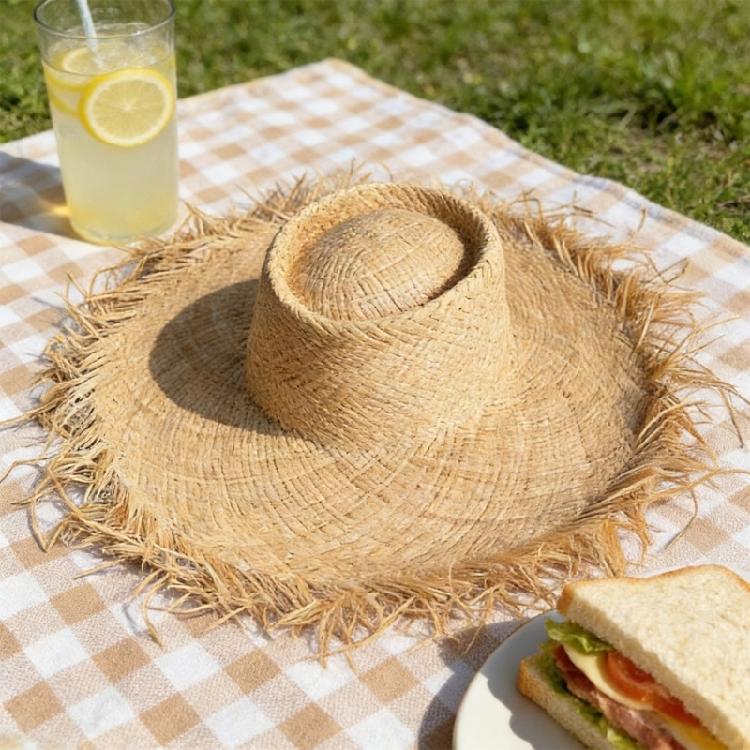 Popular Woven Straw Hat Natural Raffia Sun Hat With Oversized Brims For Women Girl Beach Vacation Outings Travel Gear