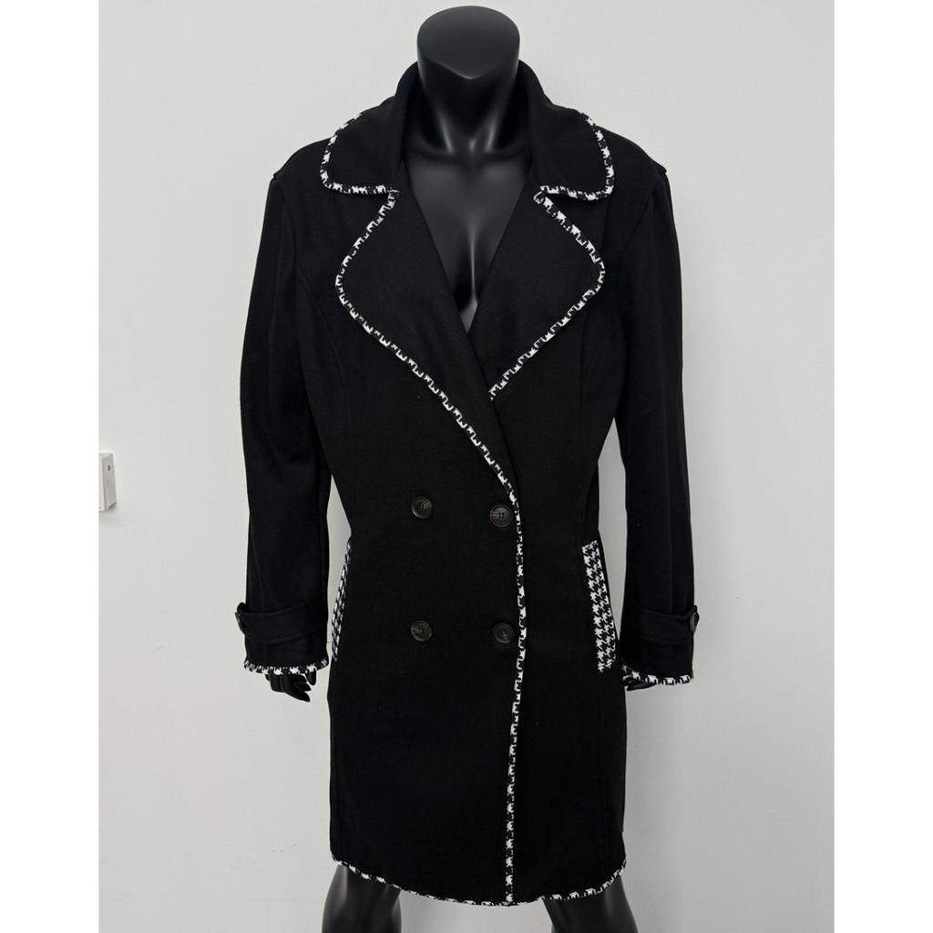 Autumn New Women's Long Wool Trench Coat Color-block Double-breasted European Size Outerwear