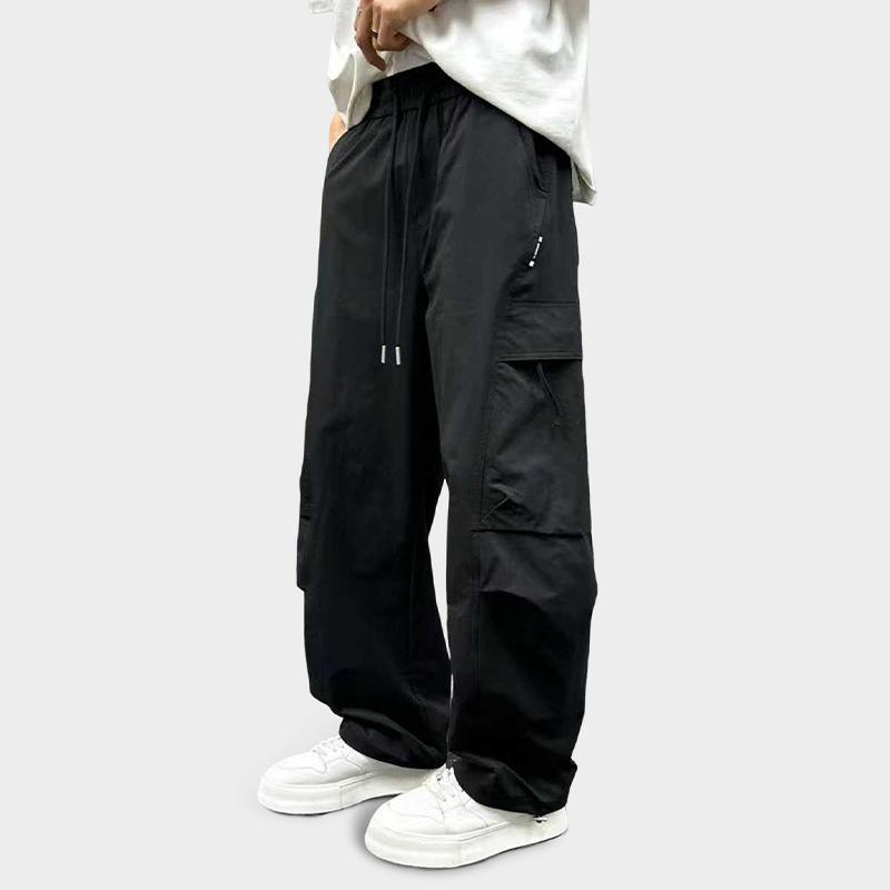 Men s Drawstring Waist Cargo Pants Casual Pocket Detail Loose Fit Streetwear Bottoms M