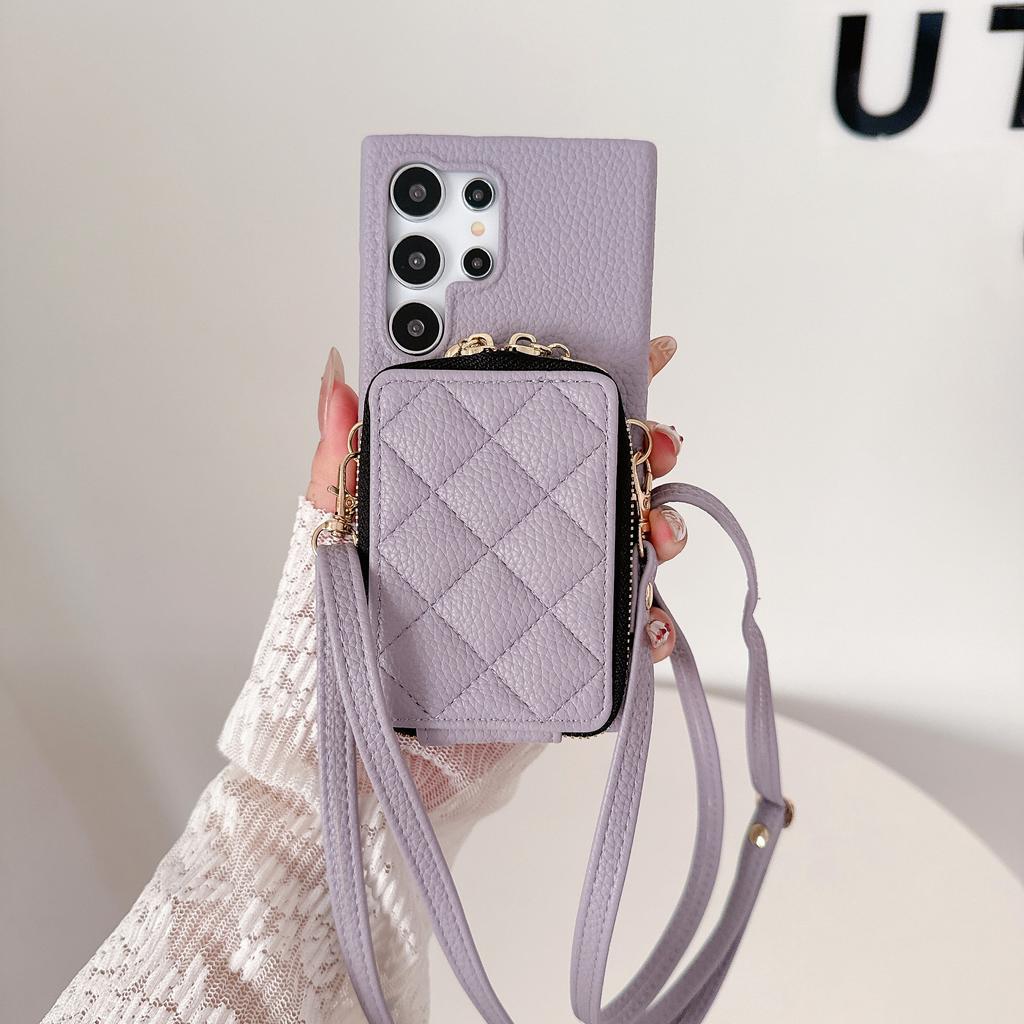 Crossboby Zipper Cover Case for Samsung Galaxy S24 S22 Ultra Plus S23 FE A05S A05 A15 A25 A35 A55 A24 A34 A54 with Card Holder