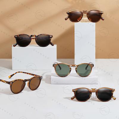 Vintage Tea Lens Round Sunglasses UV400 Protection Unisex Classic Driving Shades Outdoor Sun Glasses for Women Men