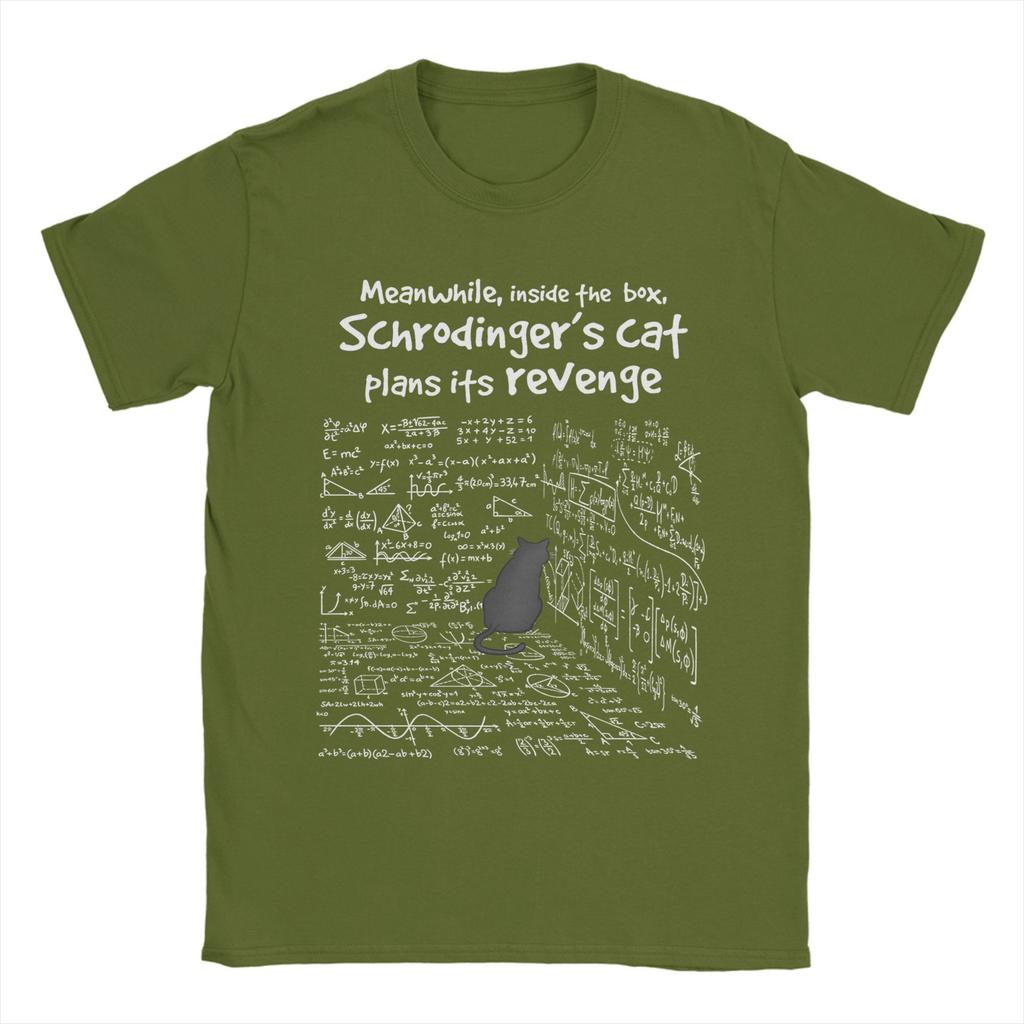 Herren Schrödinger's Katze Mathematik T-Shirt Reines Baumwollkleidung Vintage Kurzarm Rundhals T-Shirts Übergröße T-Shirt