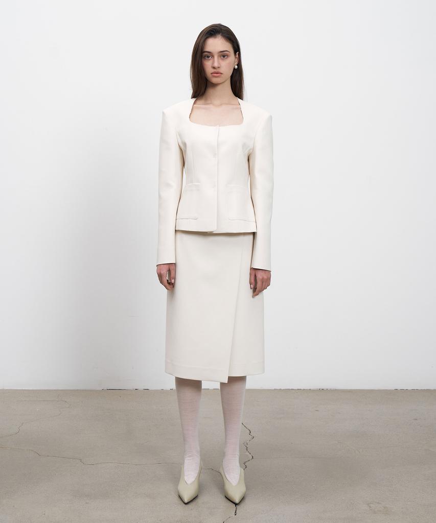 Rene J Unbalanced Slit Wrap Skirt