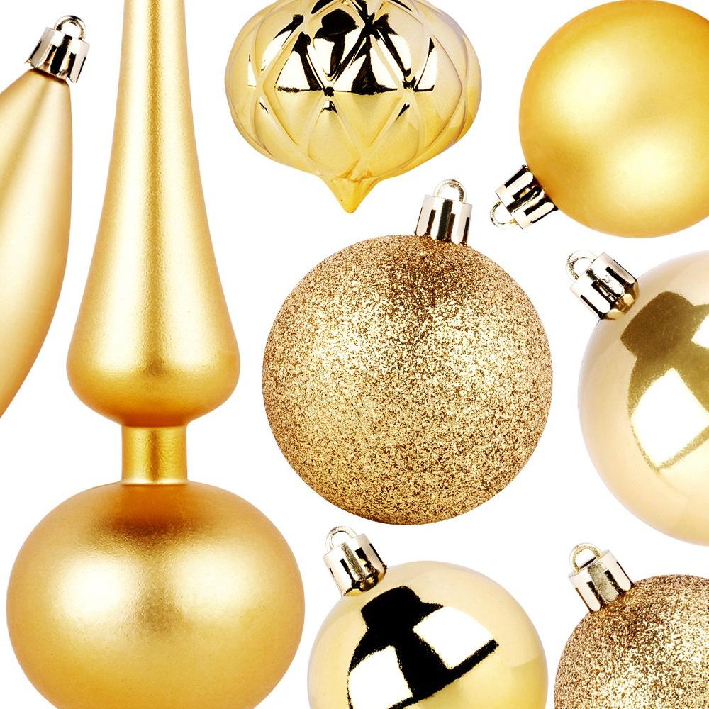 19x Bombki Choinkowe Świąteczne Nietłukące Złote Zestaw Bombek Na Choinkę