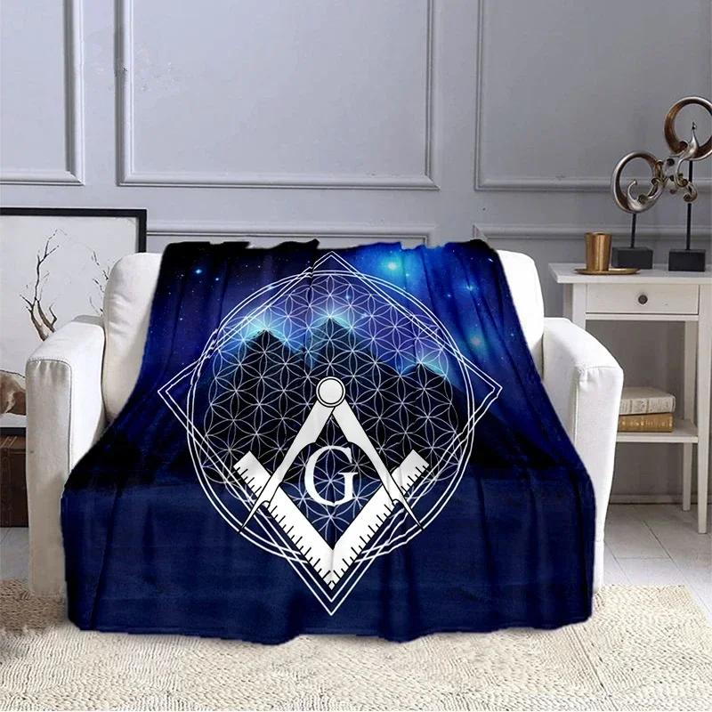Fashion Masonic Portable Sofa Throw Blanket Freemason Flannel Warm Four Seasons Camping Blanket Freemasonry Multi Size Blankets