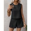 Completo da Donna a Maniche Corte e Pantaloncini Monocolore - Casual, Bottoni, Girocollo, Tutte le Stagioni, Abbigliamento Casual|Slee… Altro