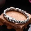 Pure S925 Sterling Silver Jewelry Skull Hand Woven Domineering Man 'S Bracelet Real Silver Vintage Trendy Punk Fine Jewelry Gift