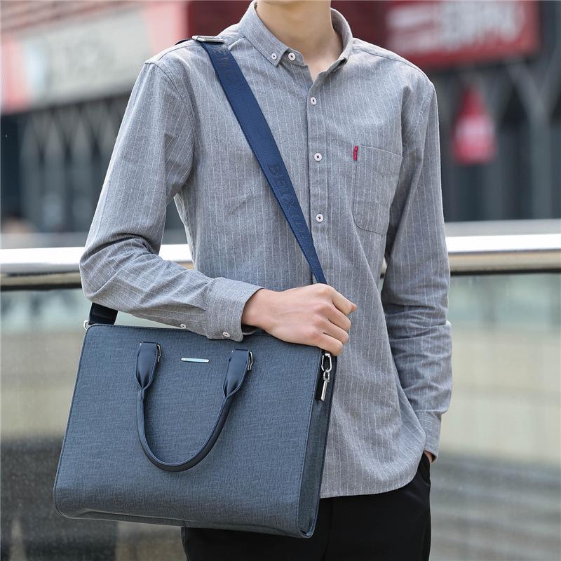 Men's PVC Horizontal Business Casual Briefcase - Large Capacity Laptop & Document Bag