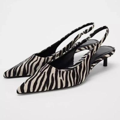 Modische, auffällige und stilvolle Muster Damen-Sandalen mit mittlerem Absatz, lässige Slipper mit 3 cm - 5 cm Absätzen 2025 Frühling Sexy Slingbacks Damenschuhe