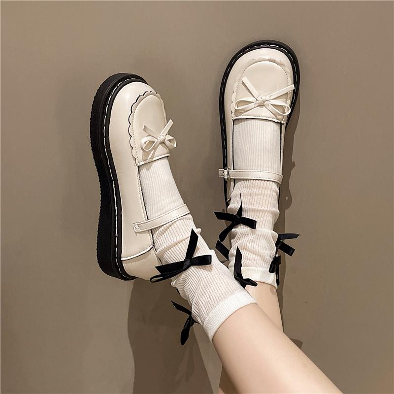Butterfly Mary Jane Shoes  brown Retro uniform shoes loafers Summer Buckle Strap College Style jk small leather shoes