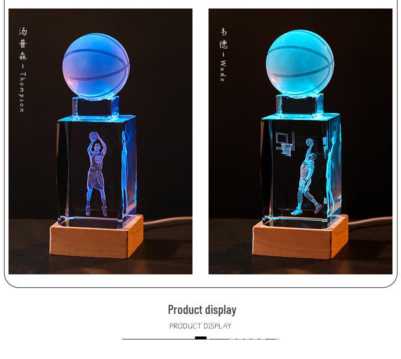 Crystal Engraved Kobe Basketball Star Luminous Night Light