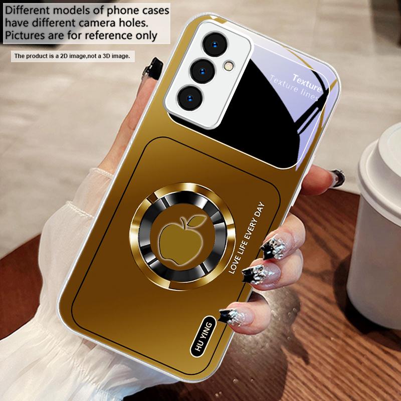Silver circle apple icon For Samsung M02 12 Note 8 9 10 20 A 01 A02 A03 Core 04 05 06 10 12 13 14 15 A16 glass Ultra phone case