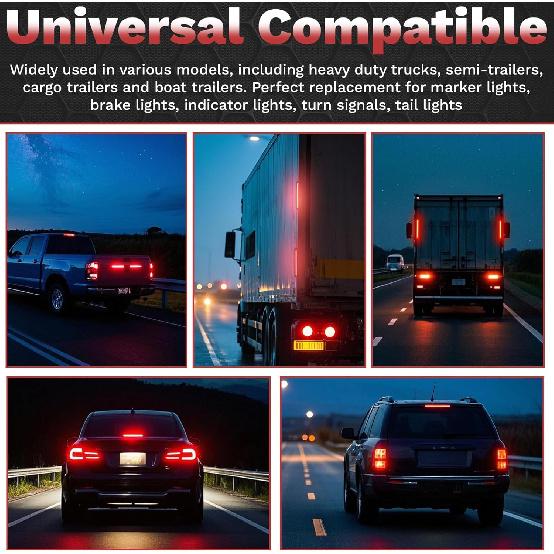 2 PCS Led Trailer Tail Light Bar, 10 Inch 15 Red Led Brake Lights Strip Assembly, IP67 Waterproof Trailer Light Kit For Golf Cart, For Marine Boats