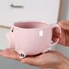 White Porcelain Ceramic Pink Piglet Coffee Cup Mug, Cartoon Animal 3D Relief Piglet Water Cup