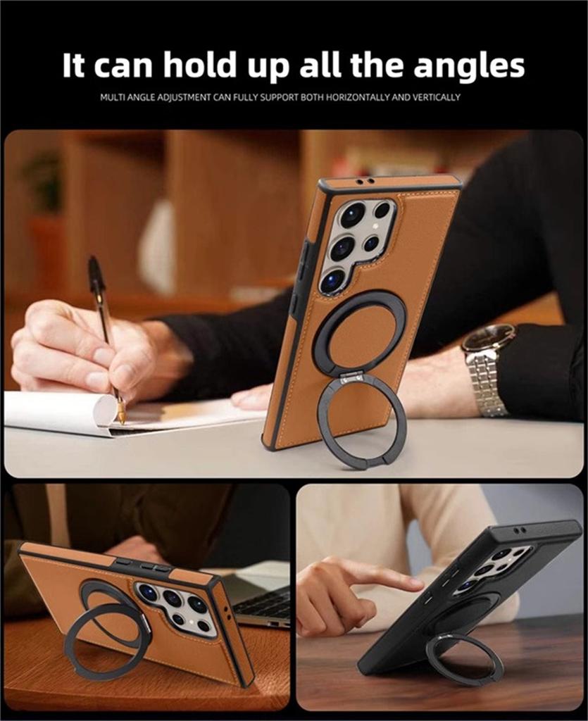 360° Rotation Stand Holder Leather Magnetic Case For Samsung Galaxy S26 S25 Ultra S24 S23 S22 Plus Wireless Charge Bumper Cover