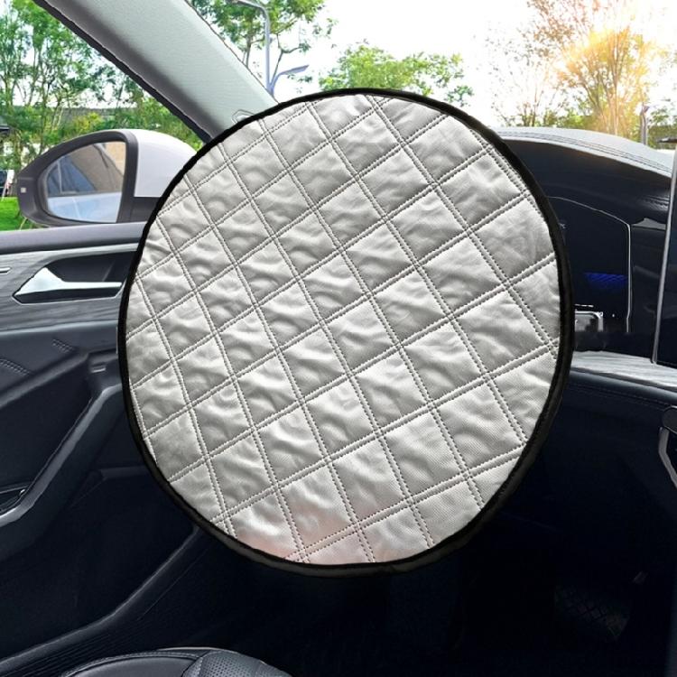 Parked Car Steering Wheel Cover, Soft Quilted Sun Cover, Foldable 43 cm Accessory for Daily Drivers in Warm Weather