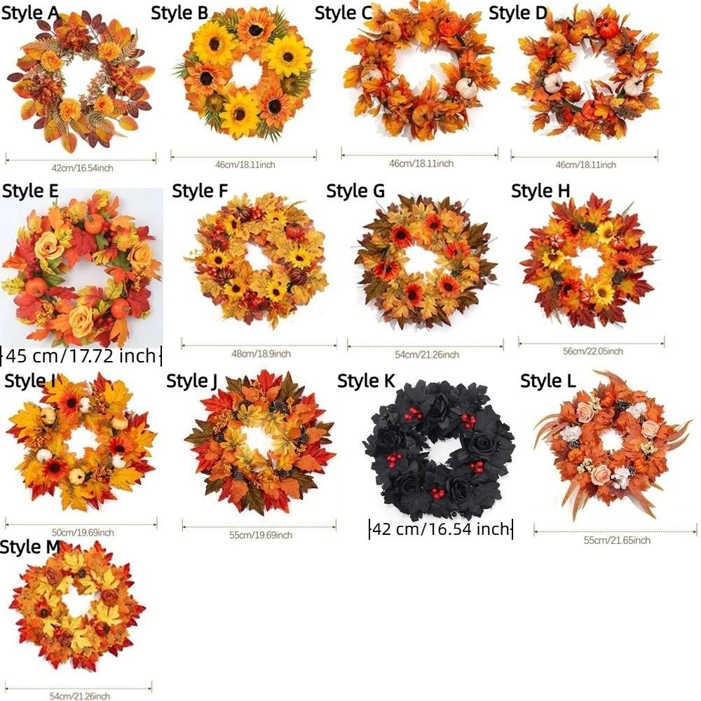Autumn Maple Leaf Door Wreath Rustic Style Artificial Wreath Fall Wreath Farmhouse Decor