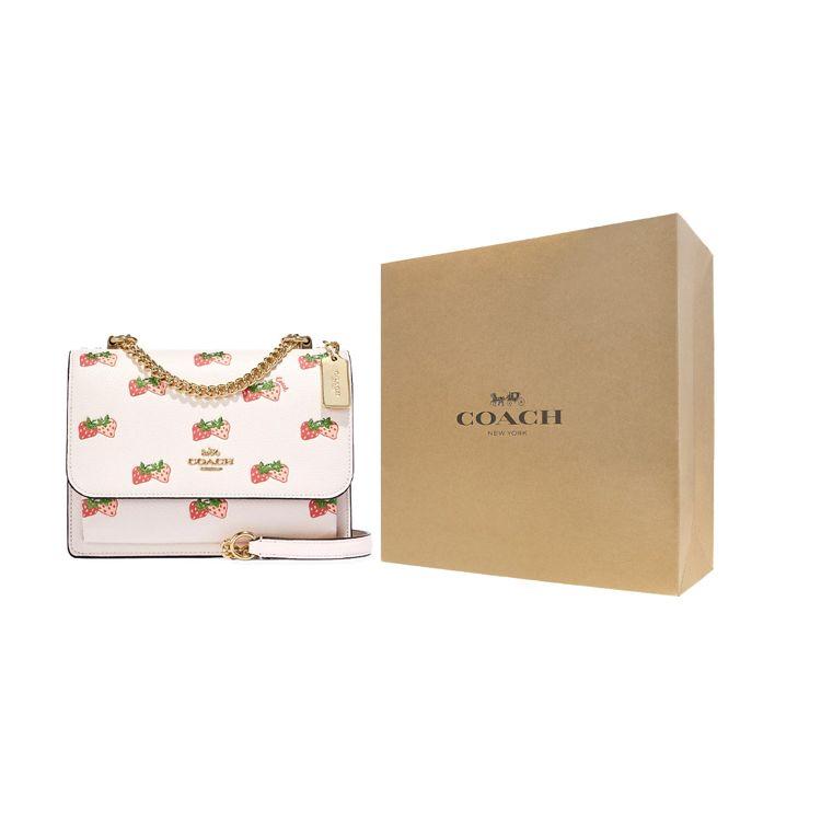 Coach Klare 21 Strawberry Print Chain Shoulder Strap Leather Accordion Bag Women Shoulder Bag CB599-IMCAH