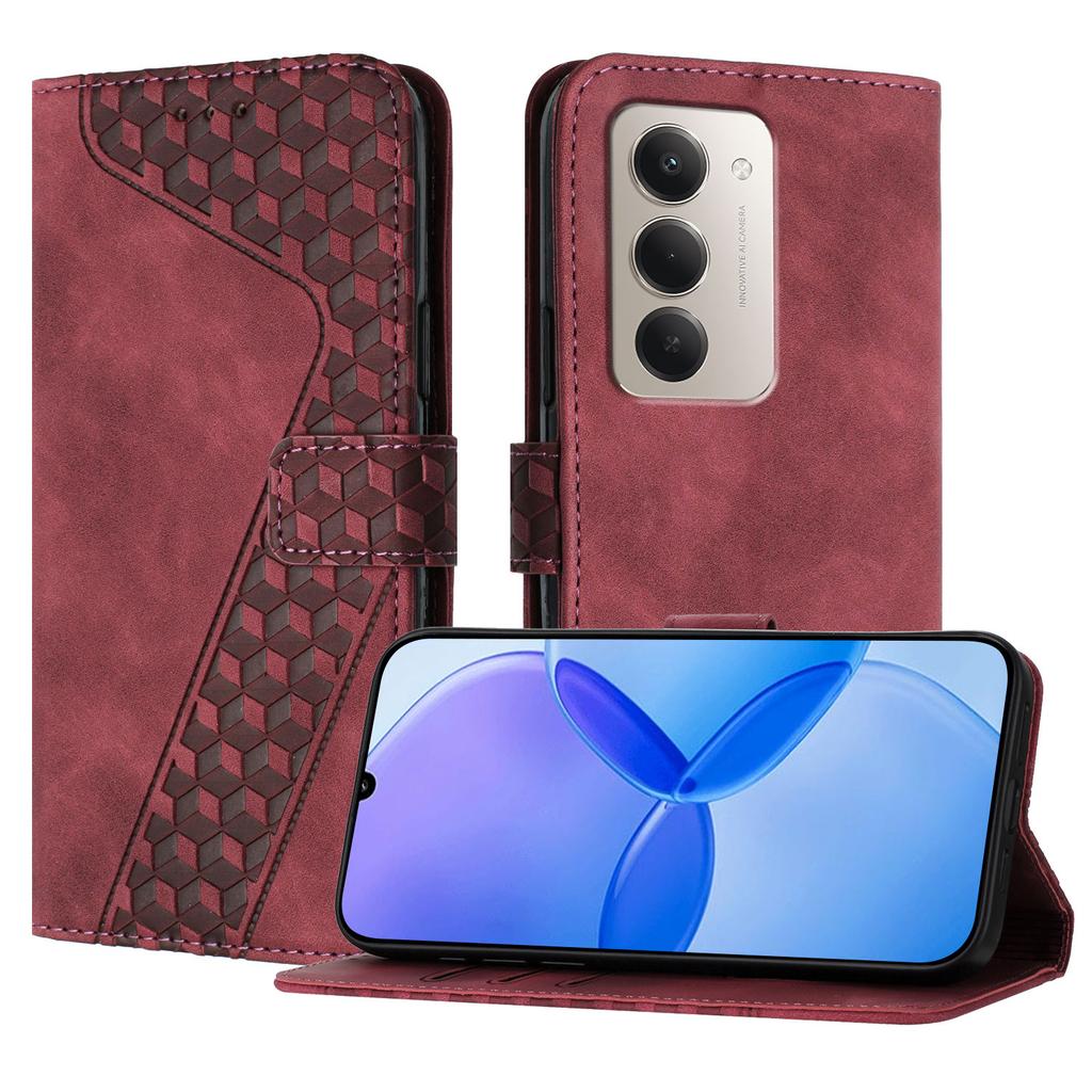 Für Xiaomi Redmi 15 4G (169mm)/Xiaomi Redmi 15 5G (Global) (169mm) Lederhülle 7-förmiges Muster Brieftasche Ständer Stoßfeste Handyhülle