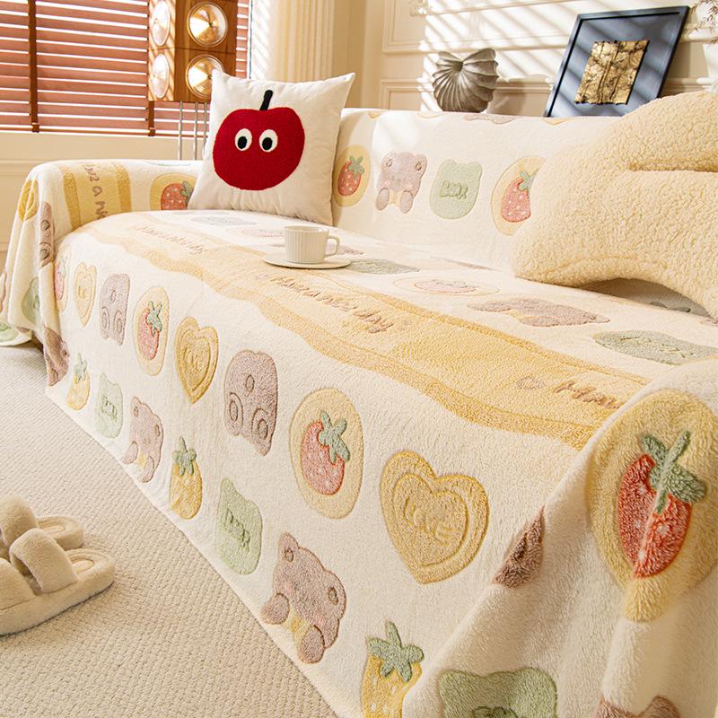 

Cross-Border Influencer Double-Sided Velvet Sofa Cover: Snowflake Pattern, Dustproof, Four Seasons, Full Flannel Blanket for Living Room. 90x90 cm