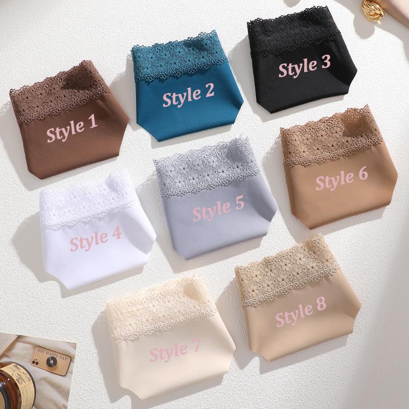 Women's Sexy Traceless T-Back Thongs Panties Seamless Solid Color Lace Trim Cozy Underwear Female Low Waist G-String Lingerie
