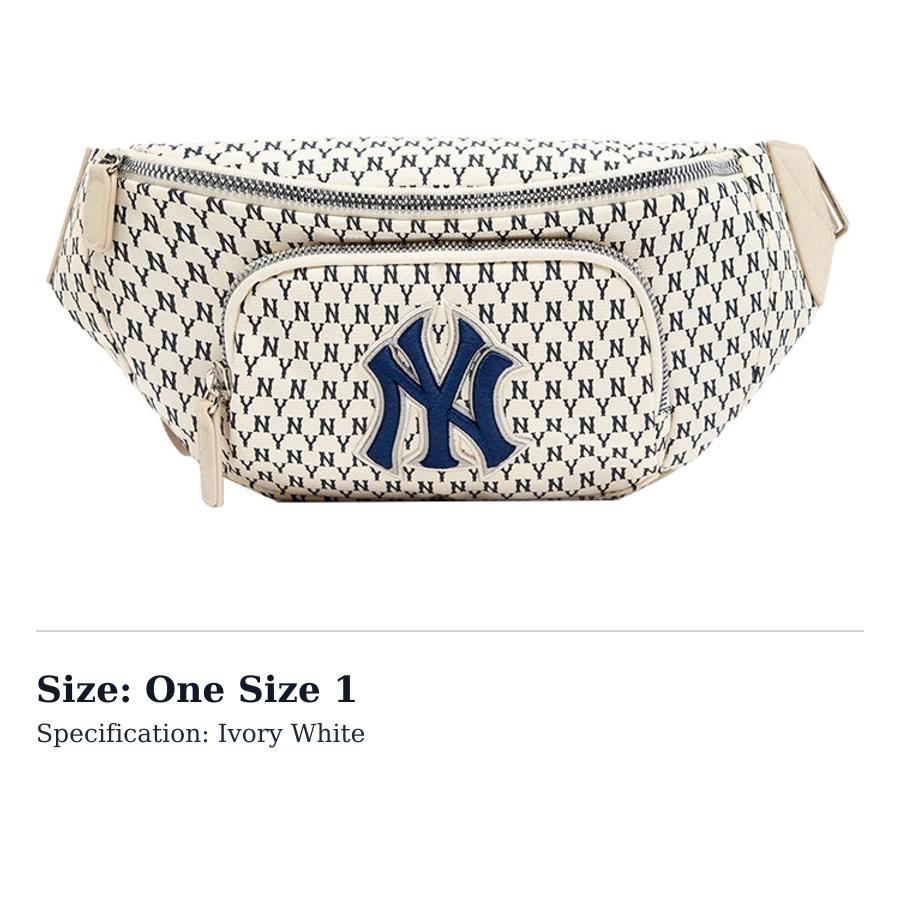 MLB Monogram Collection Polyester Crossbody Bag, Fanny Pack Regular Unisex Ivory White 3AHSM051N One Size 1