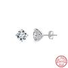 ORSA JEWELS S925 Silver Four Clawed Round Moissanite Earrings for Women Shiny D Color Moissanite Earrings Party Jewelry MOE10