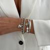 Ingemark 4Pcs/Set Trendy Imitation Pearls Metal Heart Pendant Bracelets Women Creative Sliver Color Cube Chain 2026 New Jewelry