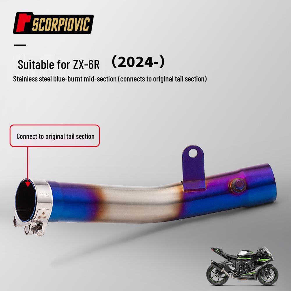 ZX6R Motorcycles: Stainless Steel Front & Mid-Section Exhaust Pipe for Mid-Section Connection To Original Exhaust.