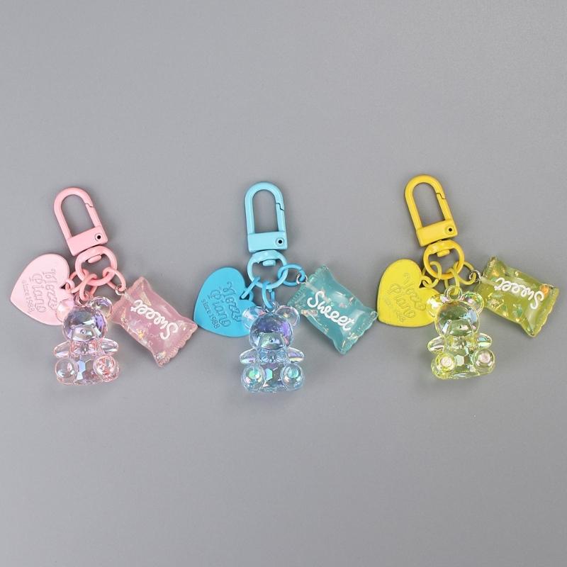 Colorful Heart Candy Keychain Ornament Stylish Keyring Accessory Unique Bag Decorations for Fashion forward Individuals