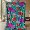 Flamingo Watermelon Paradise Theme blanket Lightweight Warm Flannel Blanket Decorative Throw Blanket for Home Decoration