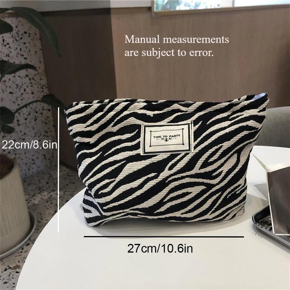 1PC Leopard Print Makeup Bag Large Capacit -Fashion Zebra Cosmetic Pouch Travel Toiletry Organizer for Women Girls Wash Handbag