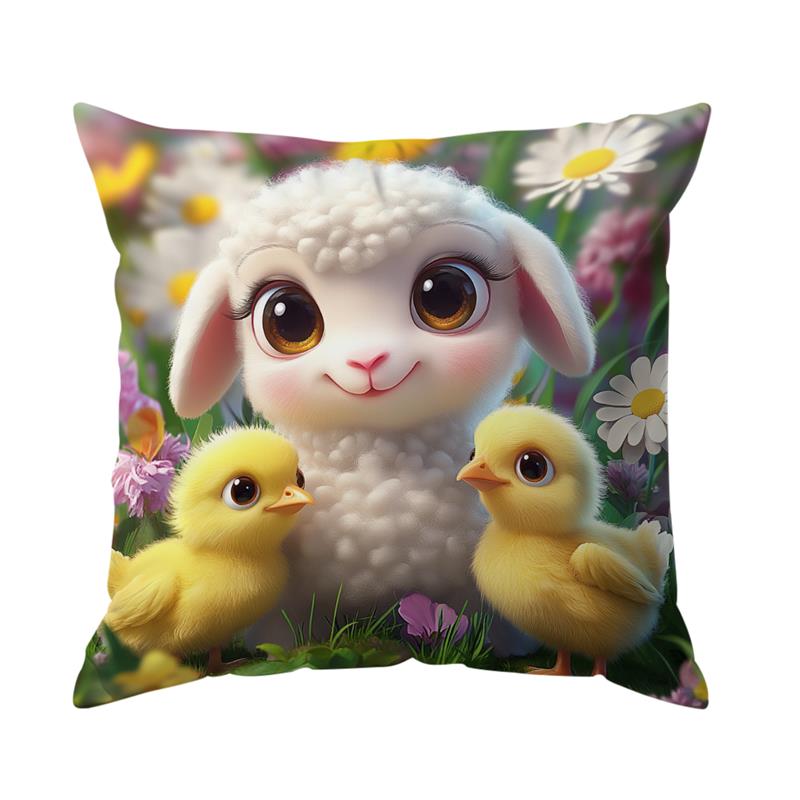 1 Pc Cute Sheep Pillow Cover For Home Living Room Bedroom Sofa Office Decorative Pillowcase Soft Throw Pillows 45*45 Cm